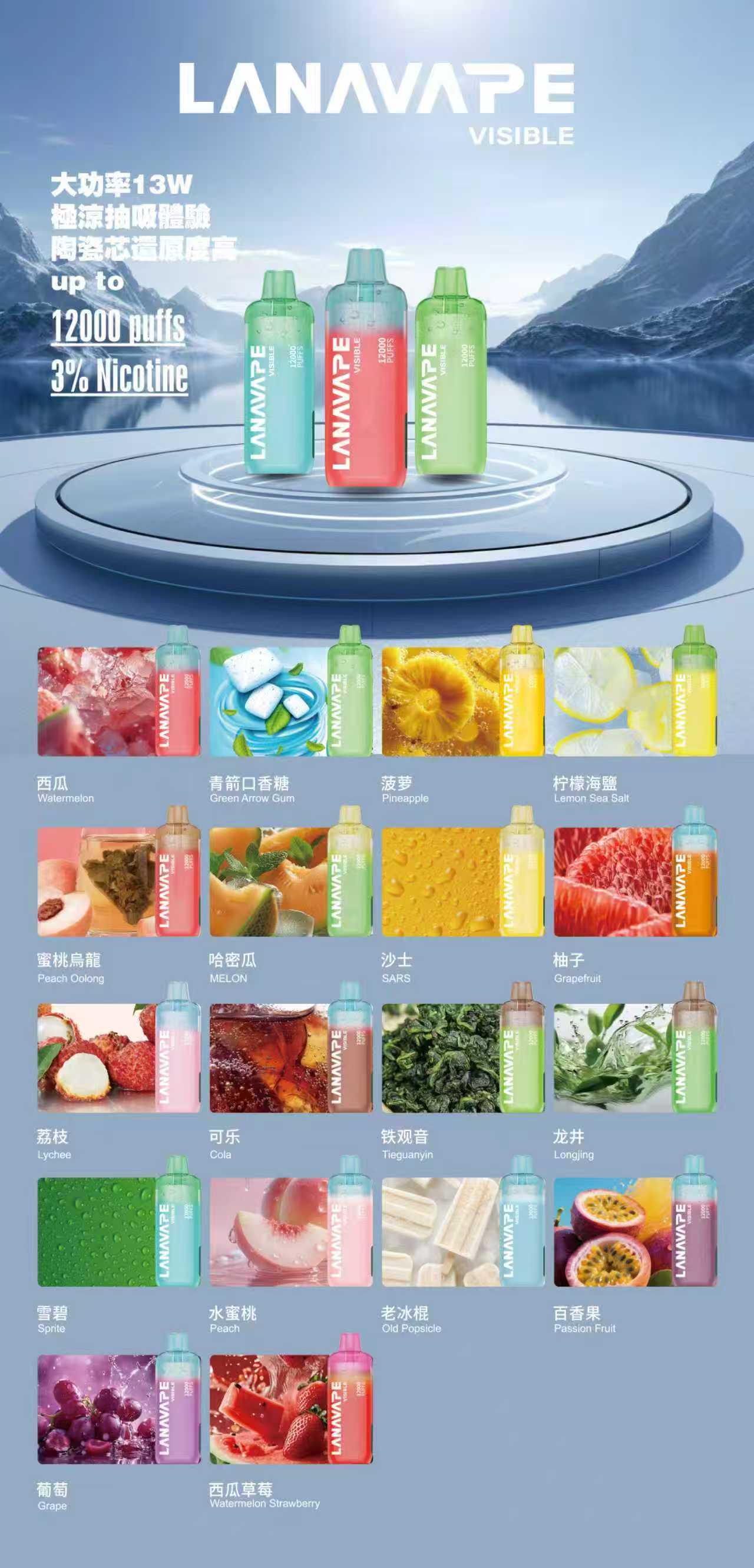 LANA12000口抛棄式電子煙 一次性